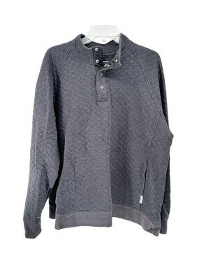Eddie Bauer Mens XL Gray Quilted Pullover Sweatshirt With Snap Collar